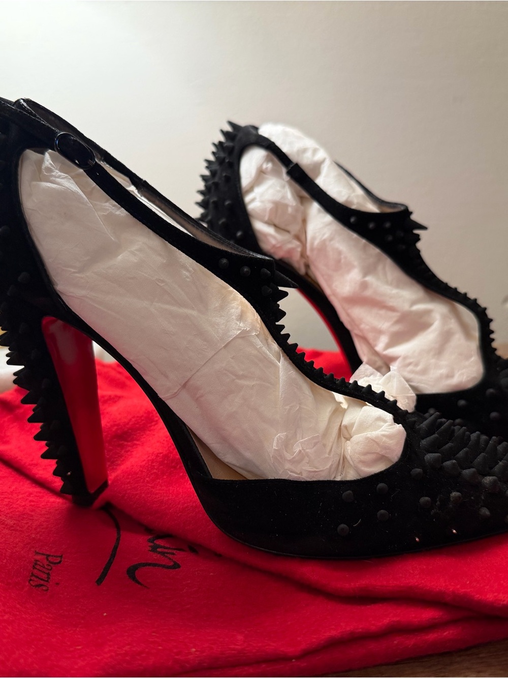 Christian Louboutin Goldostrap Suede heels